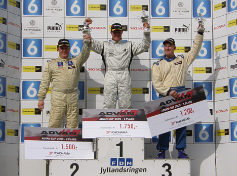 David Falch på 1. pladsen, sammen med 'ærkerivalen' Bruno Rasmussen på 2. pladsen og Steffen Larsen på 3. pladsen.